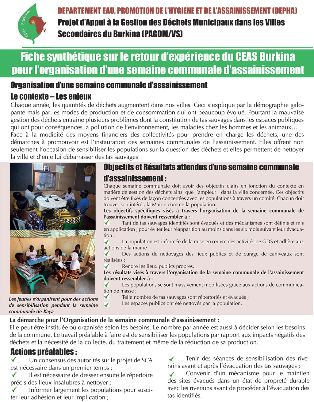 Fiche Synthétique — Organisation Semaine Communale